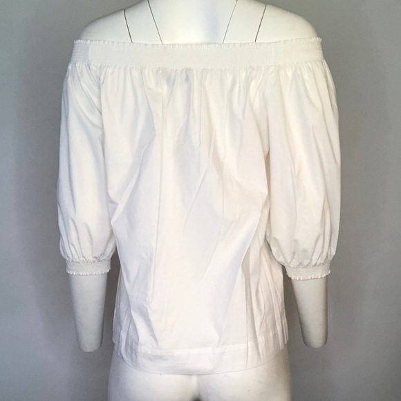 Off the Shoulder White Cotton Blouse - Picture 2 of 2